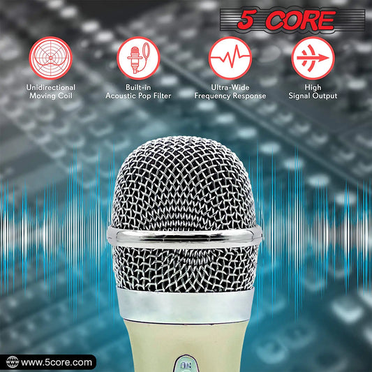 5Core XLR Microphone Dynamic Mic Karaoke Singing Studio Mics Handheld Microfono - TorontoHobbyStore