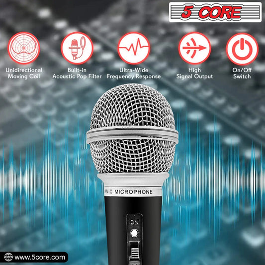 5Core XLR Microphone Dynamic Mic Karaoke Singing Studio Mics Handheld Microfono - TorontoHobbyStore