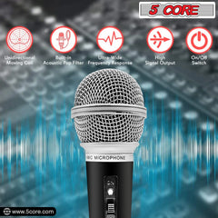 5Core XLR Microphone Dynamic Mic Karaoke Singing Studio Mics Handheld Microfono - TorontoHobbyStore