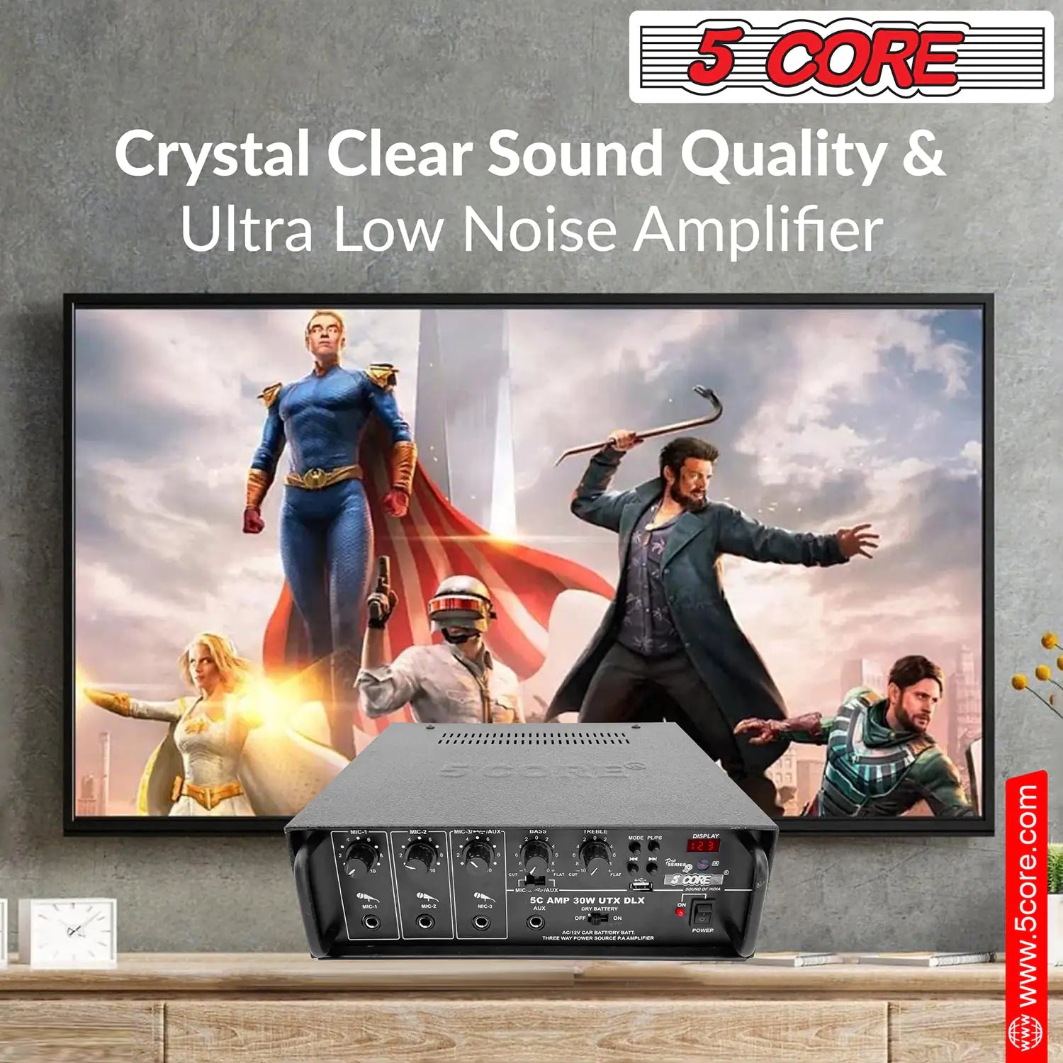 5Core Amplifier Home Audio Stereo Receiver PA Speaker Microphone Surround Sound Amp - TorontoHobbyStore