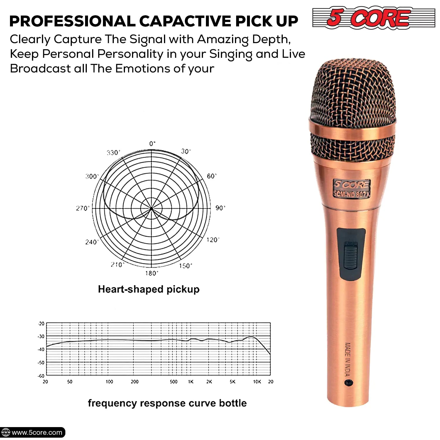 5Core XLR Microphone Dynamic Mic Karaoke Singing Studio Microfono Handheld Mics - TorontoHobbyStore