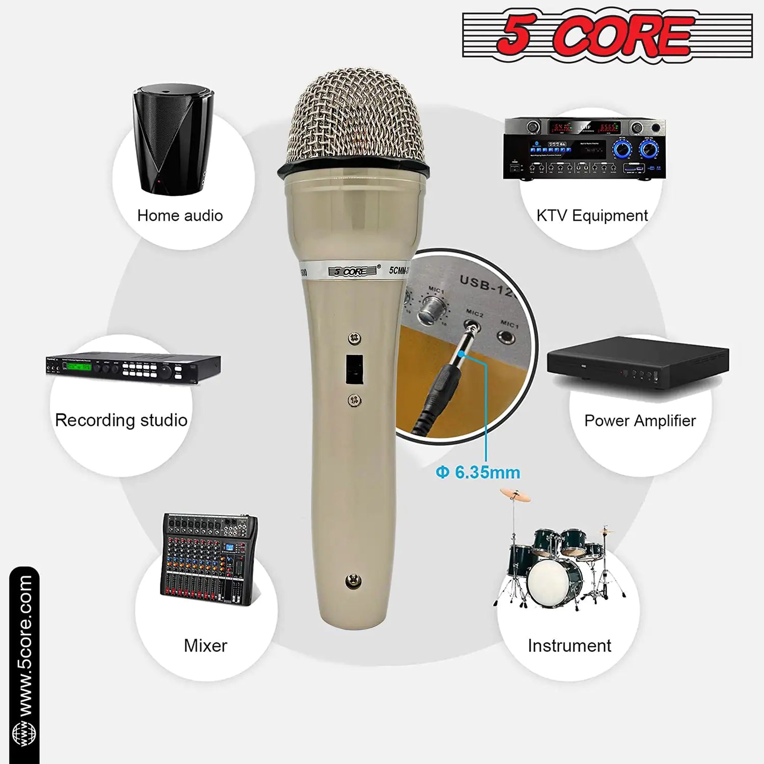 5Core XLR Microphone Dynamic Mic Karaoke Singing Studio Mics Handheld Microfono - TorontoHobbyStore