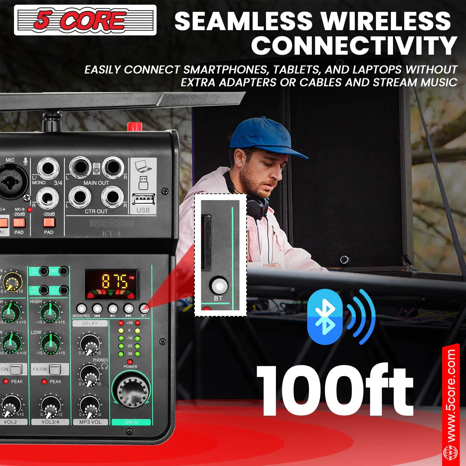 5Core Audio Mixer Sound Board 4 Channel PA DJ Stereo Receiver w Bluetooth USB DJ  PA Karaoke Mixing - TorontoHobbyStore