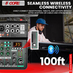 5Core Audio Mixer Sound Board 4 Channel PA DJ Stereo Receiver w Bluetooth USB DJ  PA Karaoke Mixing - TorontoHobbyStore