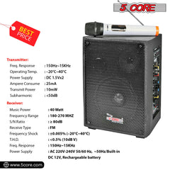 5Core PA Speaker 40W Portable PA System w Wireless Mic Small Rechargeable Public Speaking Machine - TorontoHobbyStore