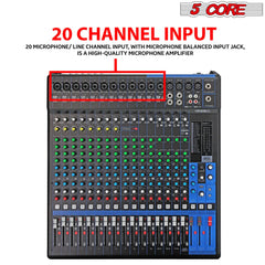 5Core Audio DJ Mixer 20 Channel Sound Board Console w 24 SPX Effect 48V Phantom Power - TorontoHobbyStore