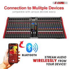 5Core Audio Mixer 24 Channel DJ Mixing Board Bluetooth USB Analog Professional Mezclador De Audio - TorontoHobbyStore