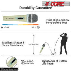 5Core XLR Microphone Dynamic Mic Karaoke Singing Studio Mics Handheld Microfono - TorontoHobbyStore