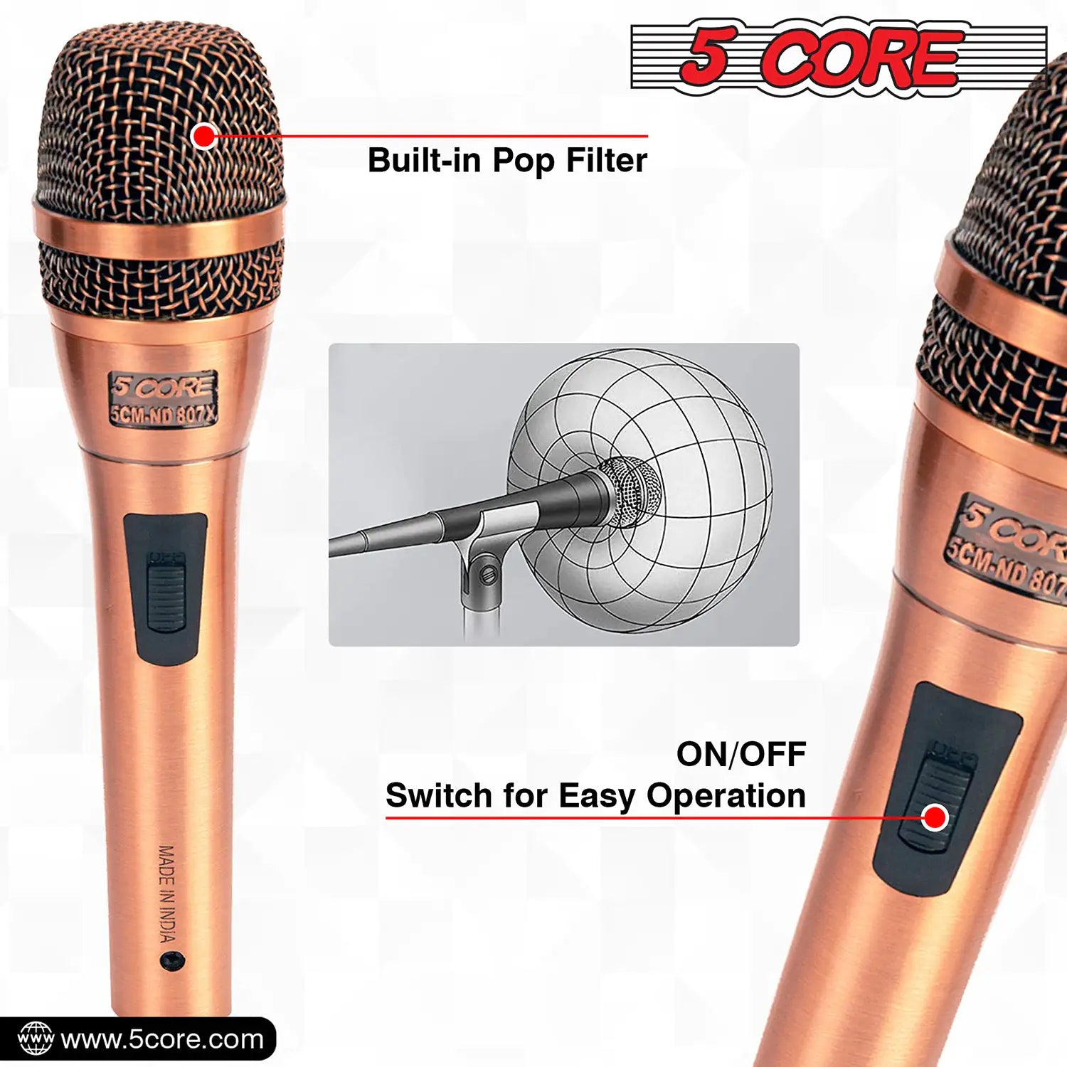 5Core XLR Microphone Dynamic Mic Karaoke Singing Studio Microfono Handheld Mics - TorontoHobbyStore
