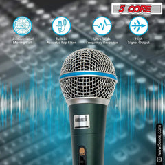 5Core XLR Microphone Dynamic Mic Karaoke Singing Studio Mics Handheld Microfono - TorontoHobbyStore