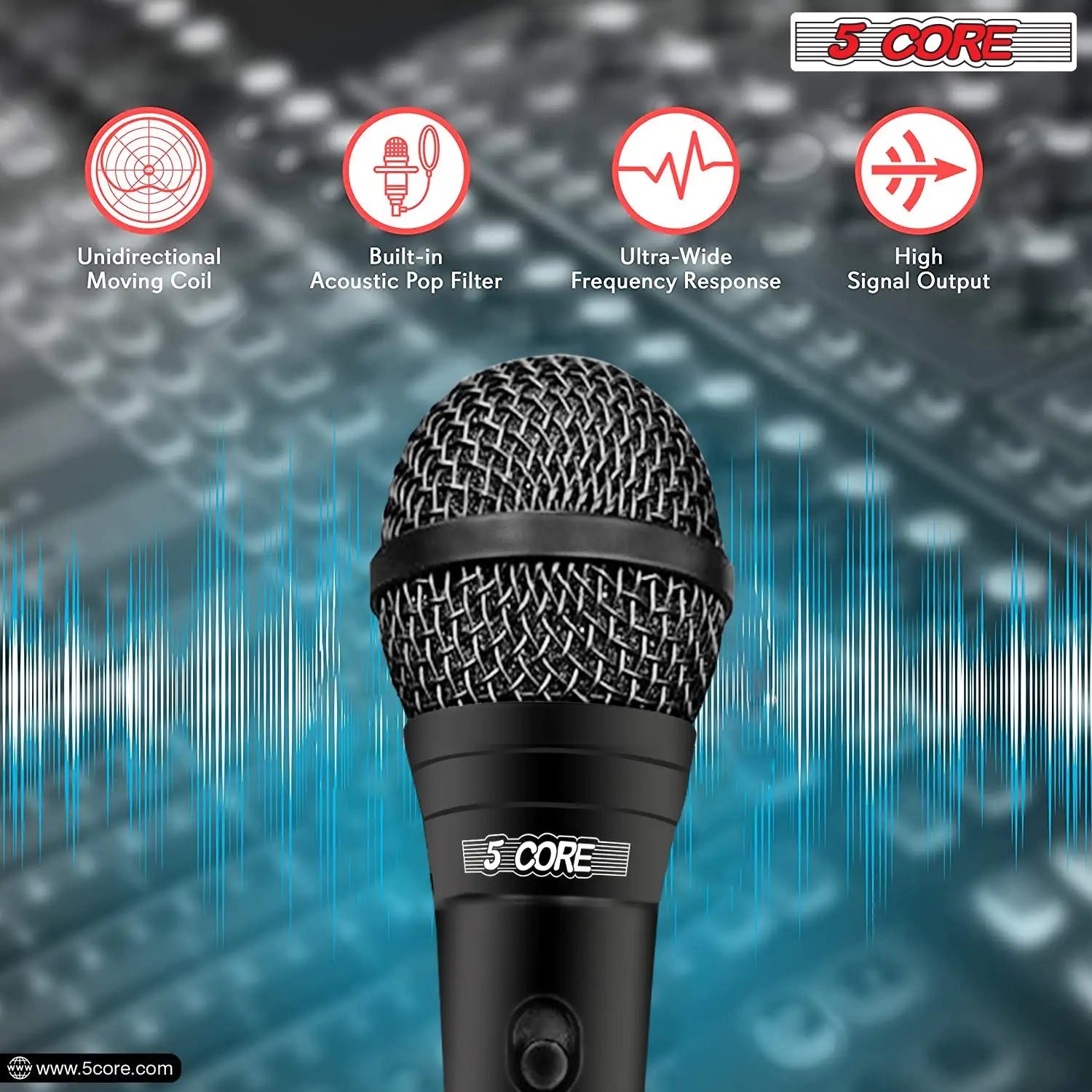 5Core XLR Microphone Dynamic Mic Karaoke Singing Studio Microfono Handheld Mics - TorontoHobbyStore