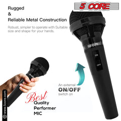 5Core XLR Microphone Dynamic Mic Karaoke Singing Studio Mics Handheld Microfono - TorontoHobbyStore