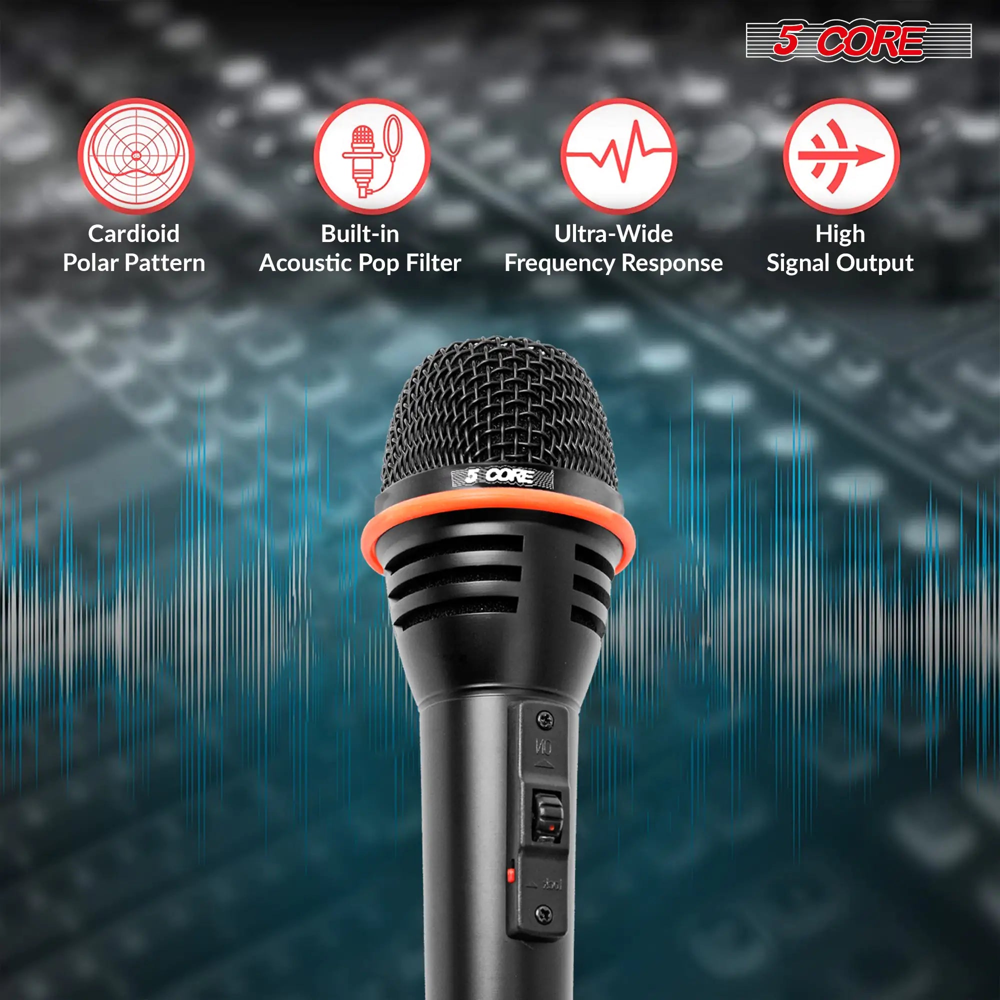 5Core XLR Microphone Dynamic Mic Karaoke Singing Studio Mics Handheld Microfono - TorontoHobbyStore