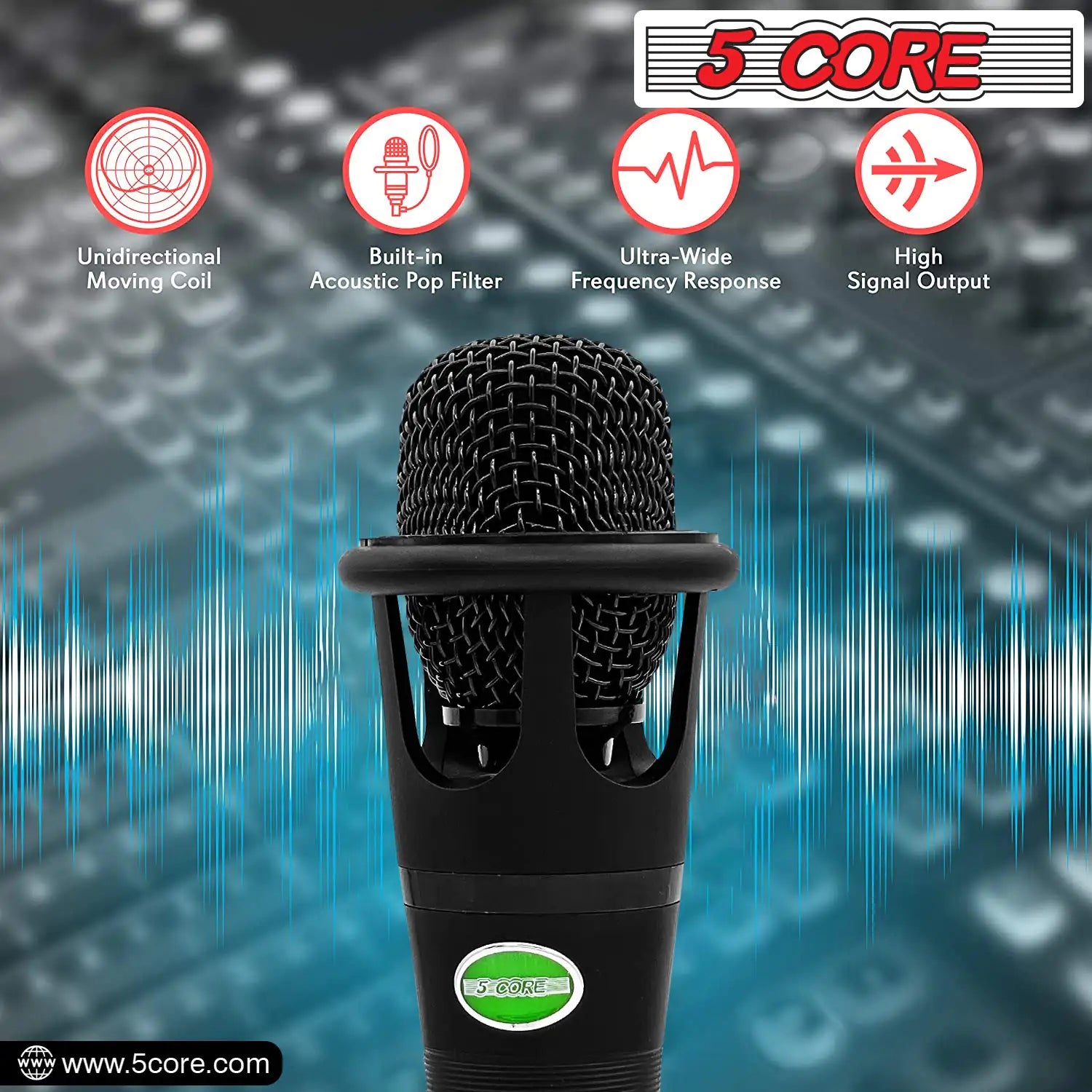 5Core XLR Microphone Dynamic Mic Karaoke Singing Studio Mics Handheld Microfono - TorontoHobbyStore