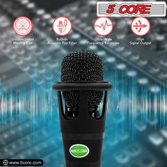 5Core XLR Microphone Dynamic Mic Karaoke Singing Studio Mics Handheld Microfono - TorontoHobbyStore