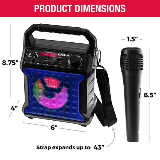Risebass Portable Karaoke Machine with Microphone - Home Karaoke System with Party Lights for Kids and Adults - Rechargeable USB Speaker Set with FM Radio, SD/TF Card Support, and AUX-in - TorontoHobbyStore