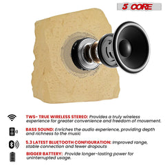 5Core Outdoor Wireless Speakers Bluetooth Rock Waterproof Linkable TWS Garden Speaker - TorontoHobbyStore