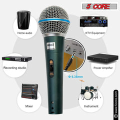 5Core XLR Microphone Dynamic Mic Karaoke Singing Studio Mics Handheld Microfono - TorontoHobbyStore