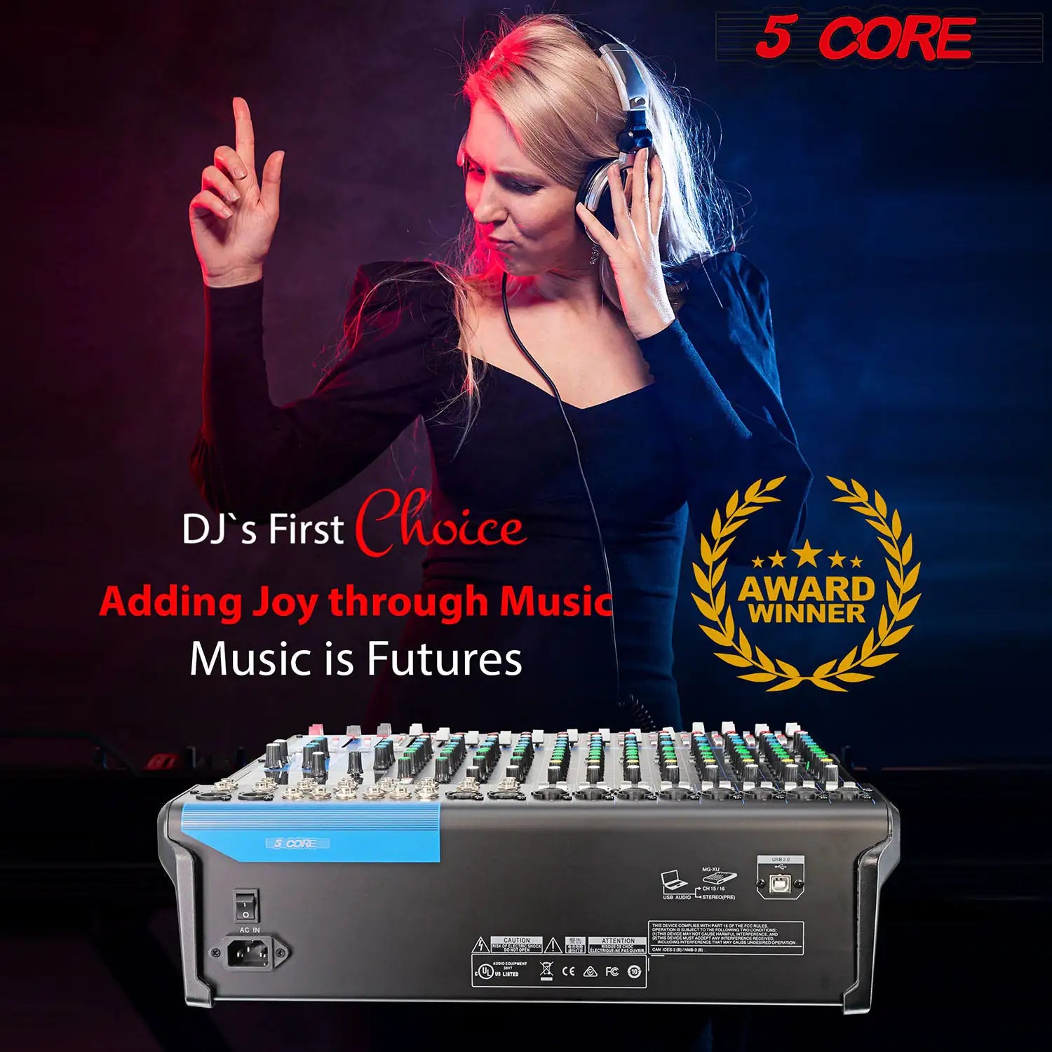 5Core Audio DJ Mixer 16 Channel Sound Board Console w 24 SPX Effect 48V Phantom Powe - TorontoHobbyStore