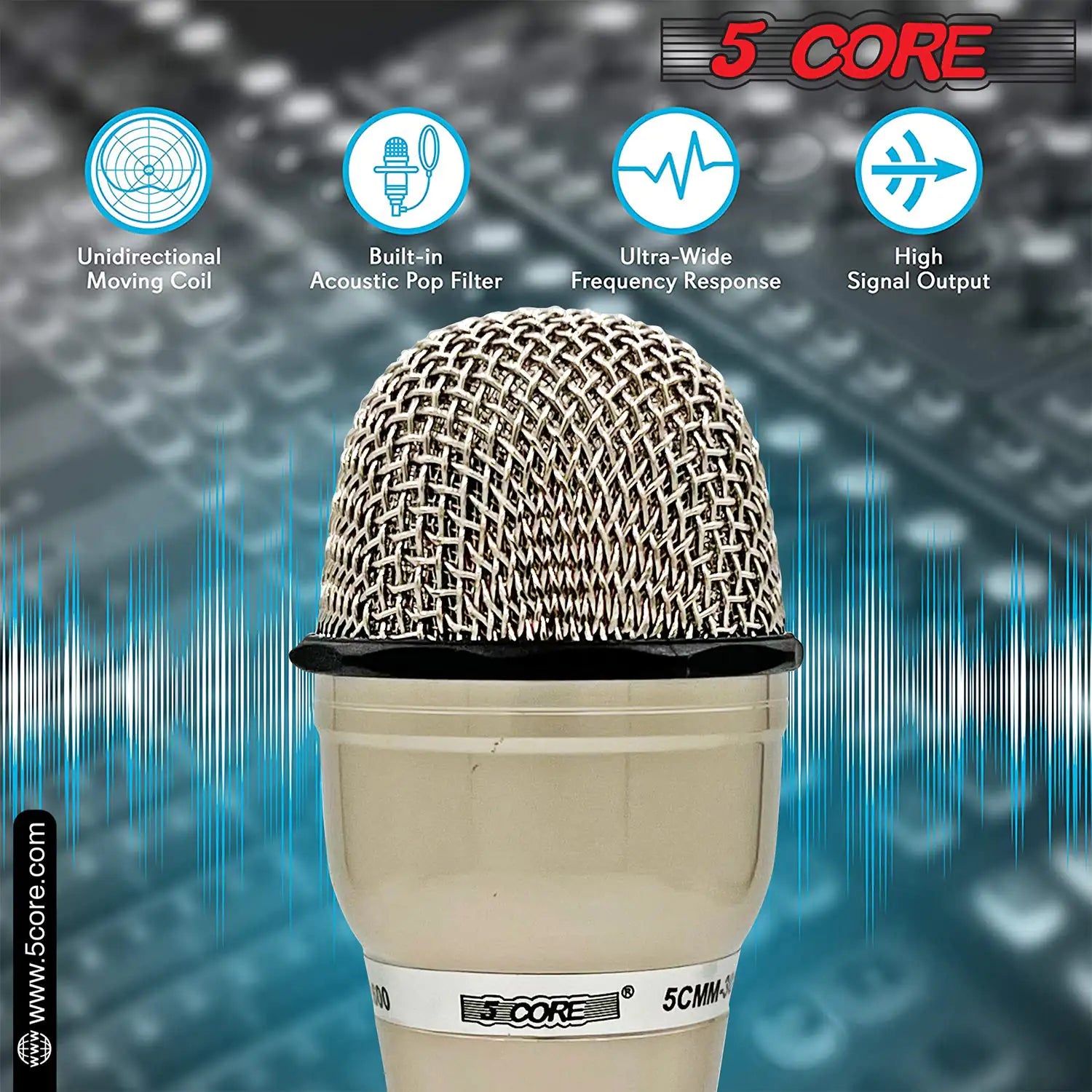 5Core XLR Microphone Dynamic Mic Karaoke Singing Studio Mics Handheld Microfono - TorontoHobbyStore