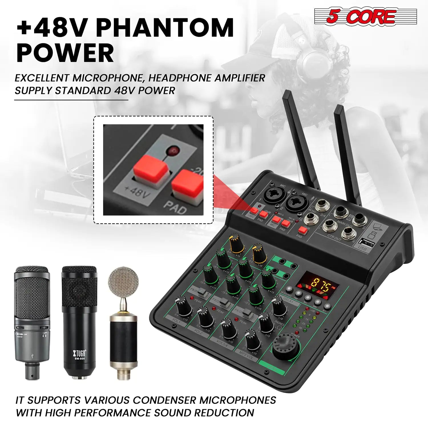 5Core Audio Mixer Sound Board 4 Channel PA DJ Stereo Receiver w Bluetooth USB DJ  PA Karaoke Mixing - TorontoHobbyStore