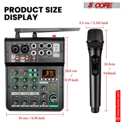 5Core Audio Mixer Sound Board 4 Channel PA DJ Stereo Receiver w Bluetooth USB DJ  PA Karaoke Mixing - TorontoHobbyStore