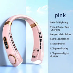 Neck Fan with LED Lights and Type-C Fast Charging - TorontoHobbyStore