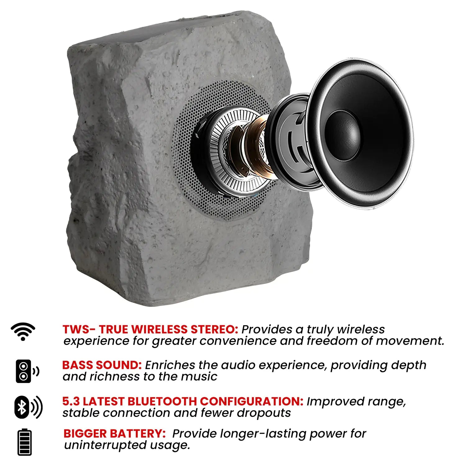 5Core Outdoor Wireless Speakers Bluetooth Rock Waterproof Linkable TWS Garden Speaker - TorontoHobbyStore
