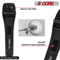 5Core XLR Microphone Dynamic Mic Karaoke Singing Studio Mics Handheld Microfono - TorontoHobbyStore
