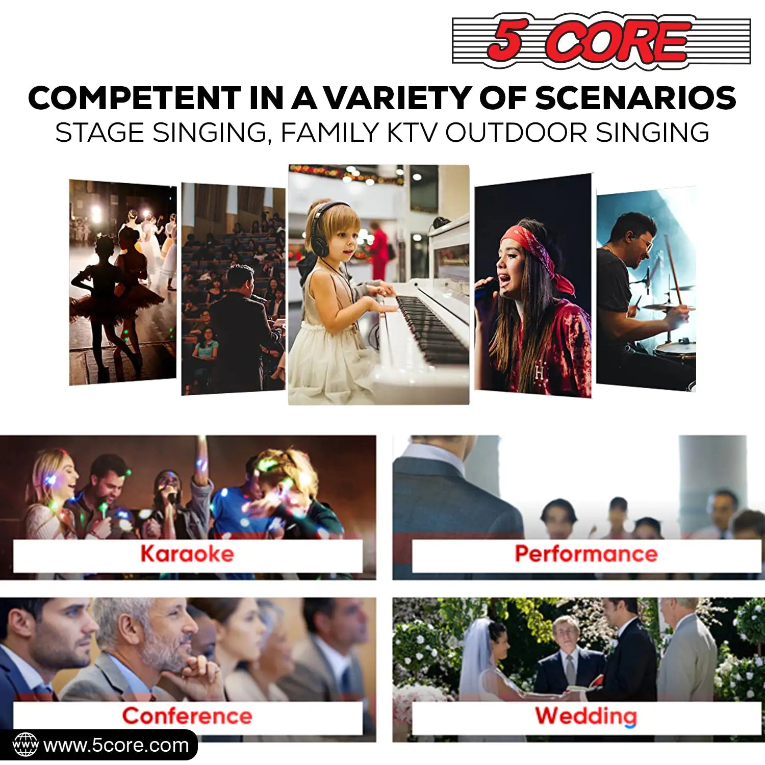5Core XLR Microphone Dynamic Mic Karaoke Singing Studio Mics Handheld Microfono - TorontoHobbyStore