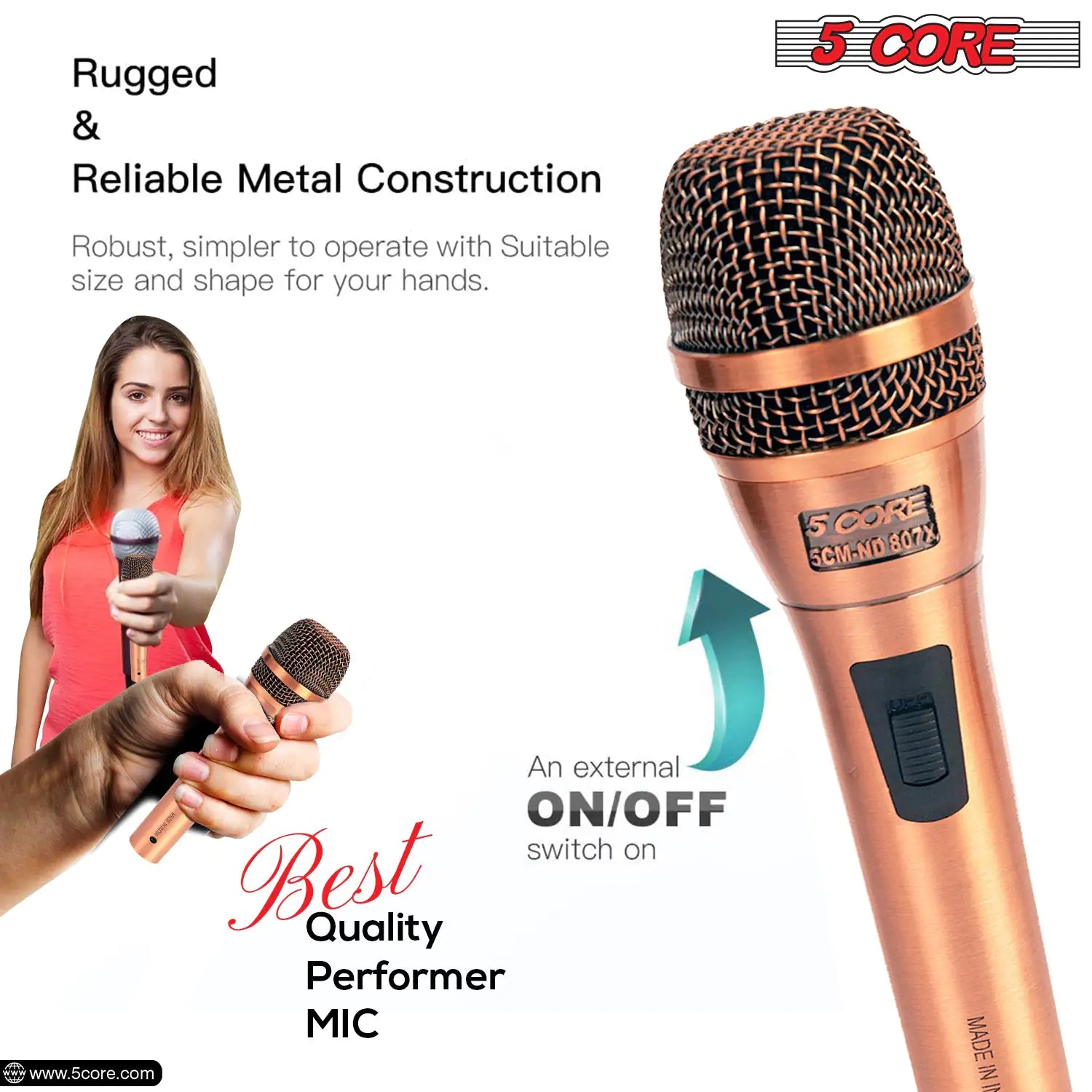 5Core XLR Microphone Dynamic Mic Karaoke Singing Studio Microfono Handheld Mics - TorontoHobbyStore