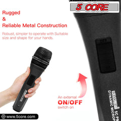 5Core XLR Microphone Dynamic Mic Karaoke Singing Studio Mics Handheld Microfono - TorontoHobbyStore