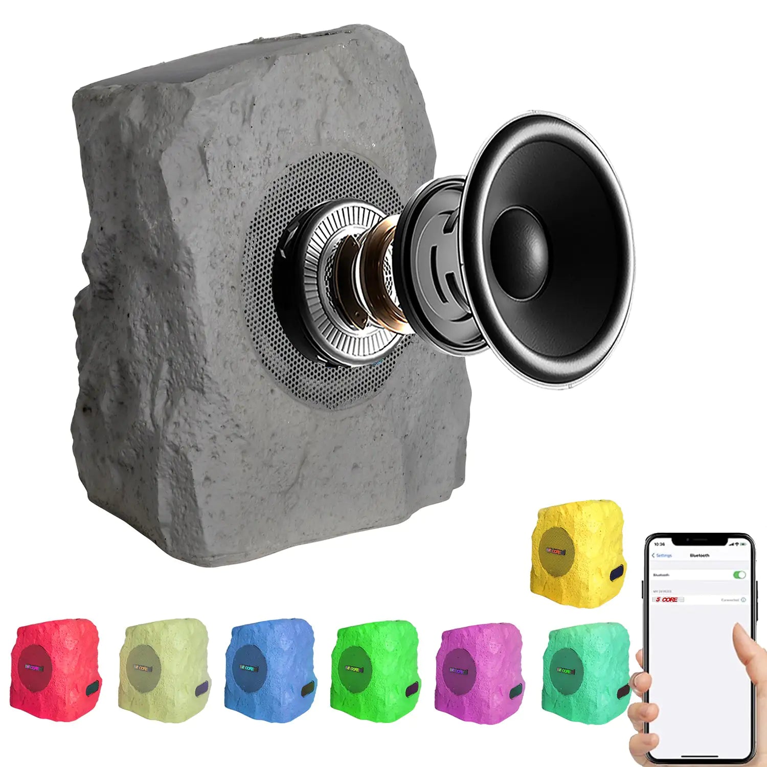 5Core Outdoor Wireless Speakers Bluetooth Rock Waterproof Linkable TWS Garden Speaker - TorontoHobbyStore