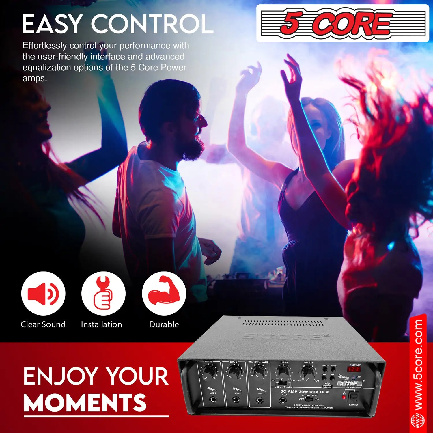 5Core Audio System Combo 30W Amplifier 6.4” Wall Speakers 4 Piece 10W RMS Each Commercial Speaker System for Restaurant Office Cafe Bar - TorontoHobbyStore