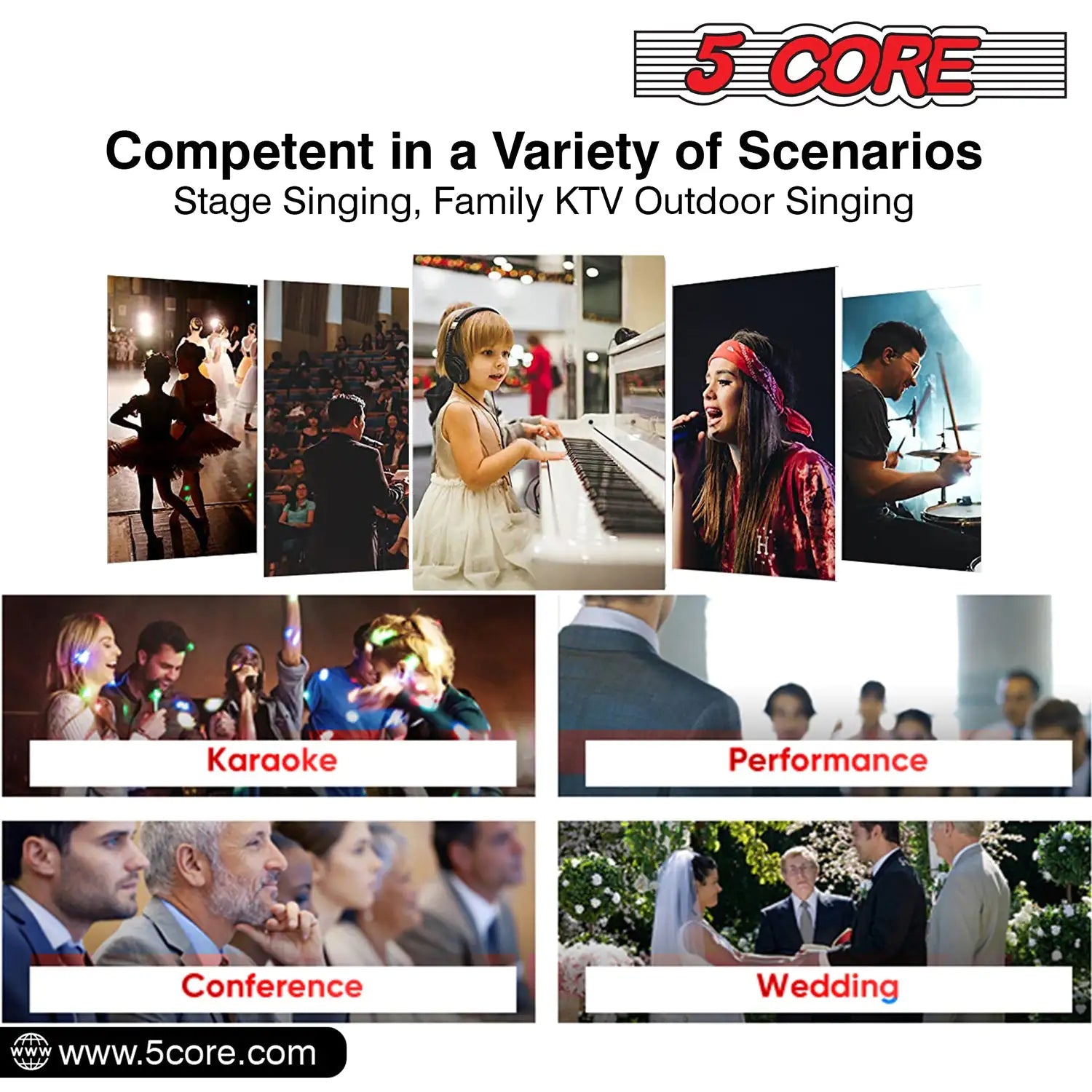 5Core XLR Microphone Dynamic Mic Karaoke Singing Studio Mics Handheld Microfono - TorontoHobbyStore
