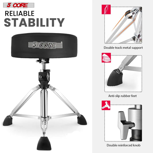 5Core Drum Throne Padded Adjustable Guitar Stool Drummer Seat for Adults & Kids - TorontoHobbyStore