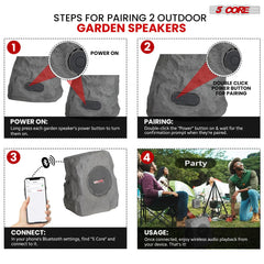 5Core Outdoor Wireless Speakers Bluetooth Rock Waterproof Linkable TWS Garden Speaker - TorontoHobbyStore
