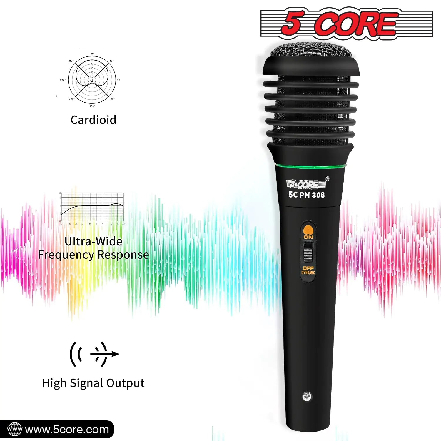 5Core XLR Microphone Dynamic Mic Karaoke Singing Studio Mics Handheld Microfono - TorontoHobbyStore