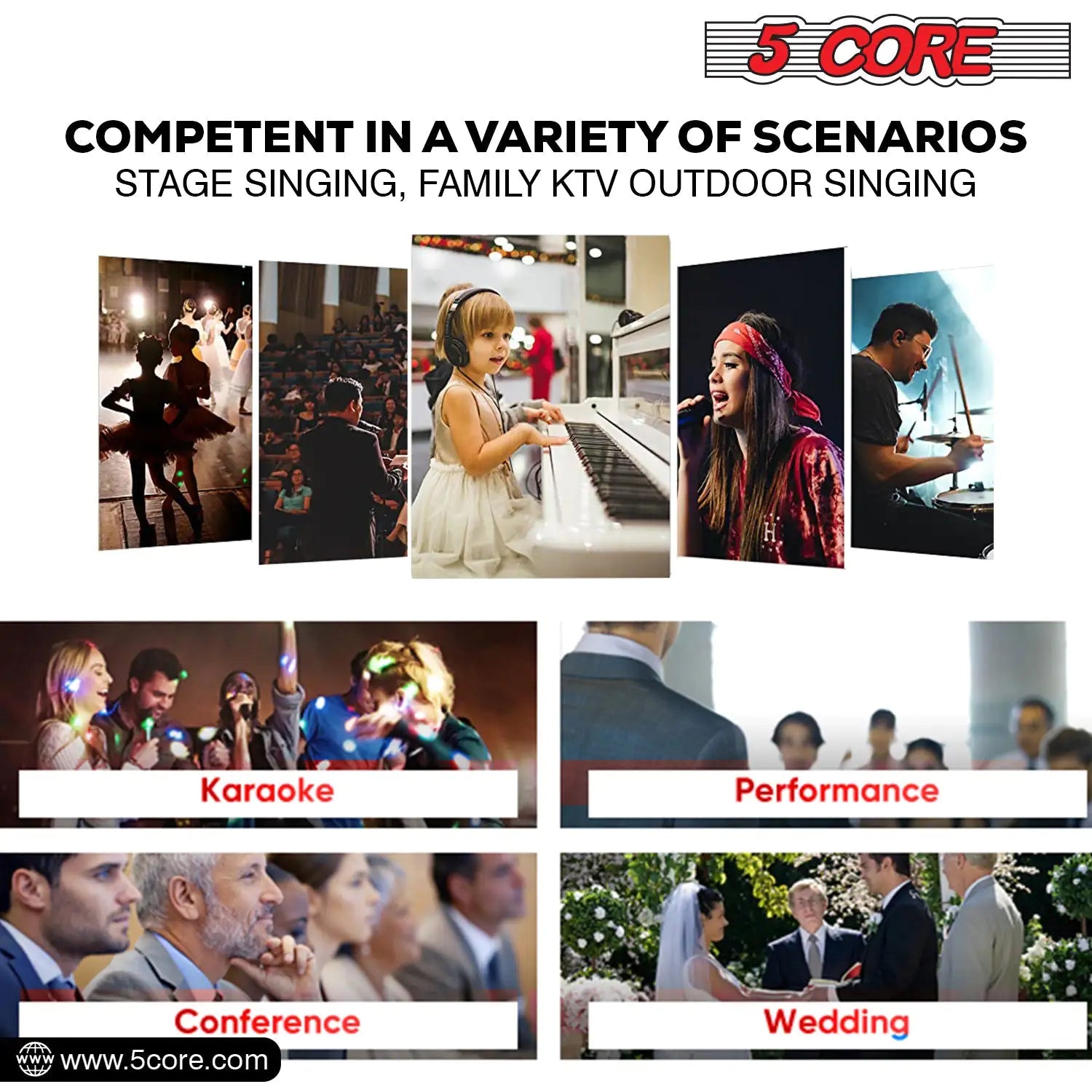 5Core XLR Microphone Dynamic Mic Karaoke Singing Studio Mics Handheld Microfono - TorontoHobbyStore