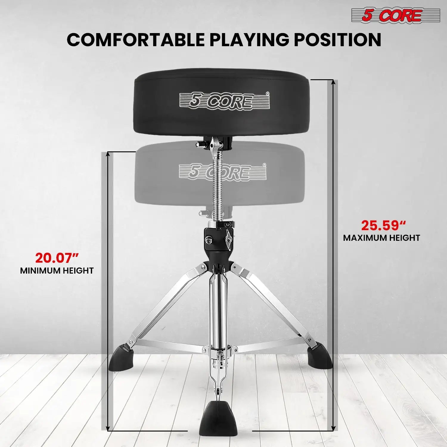 5Core Drum Throne Padded Adjustable Guitar Stool Drummer Seat for Adults & Kids - TorontoHobbyStore