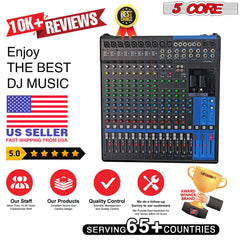5Core Audio DJ Mixer 16 Channel Sound Board Console w 24 SPX Effect 48V Phantom Powe - TorontoHobbyStore