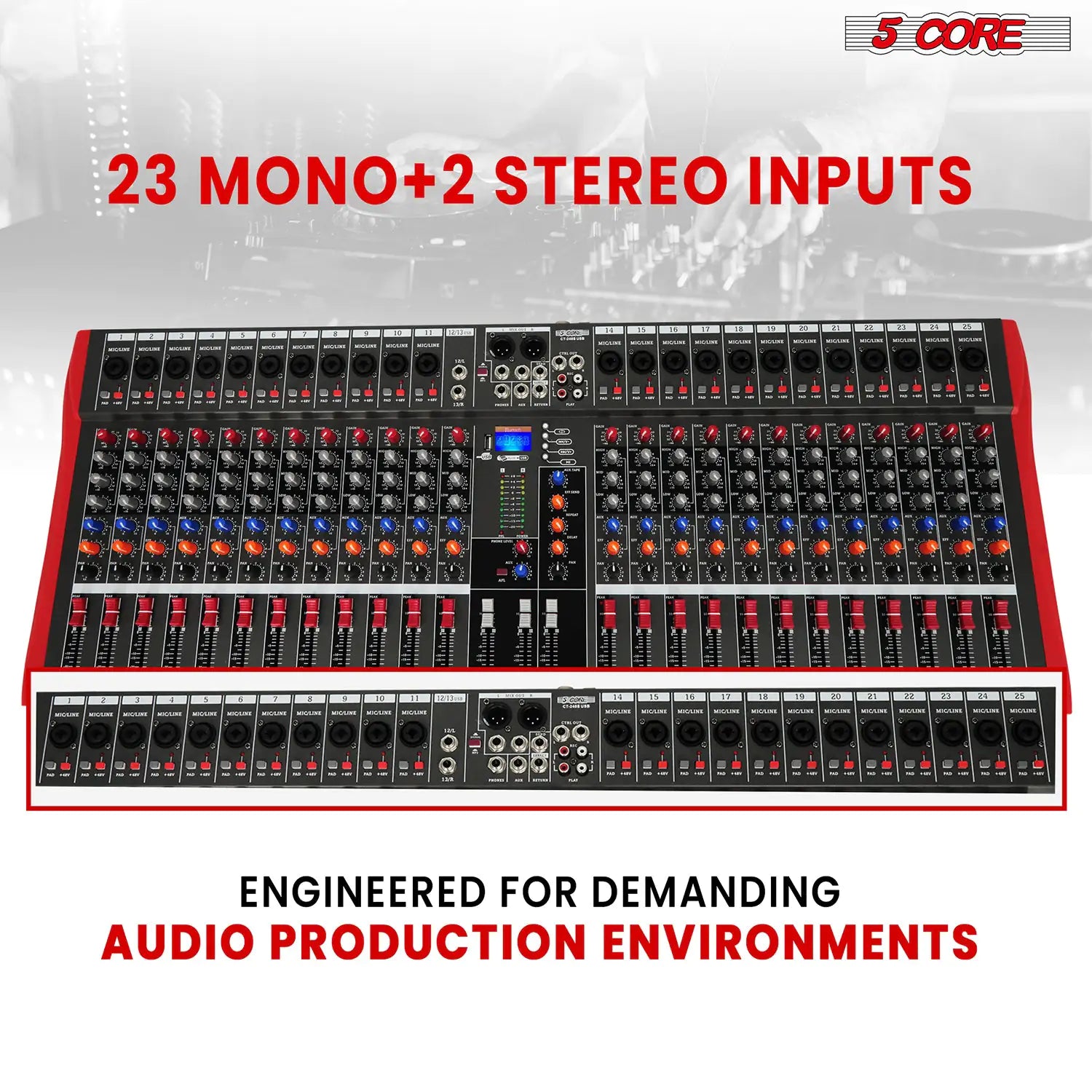 5Core Audio Mixer 24 Channel DJ Mixing Board Bluetooth USB Analog Professional Mezclador De Audio - TorontoHobbyStore