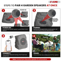 5Core Outdoor Wireless Speakers Bluetooth Rock Waterproof Linkable TWS Garden Speaker - TorontoHobbyStore
