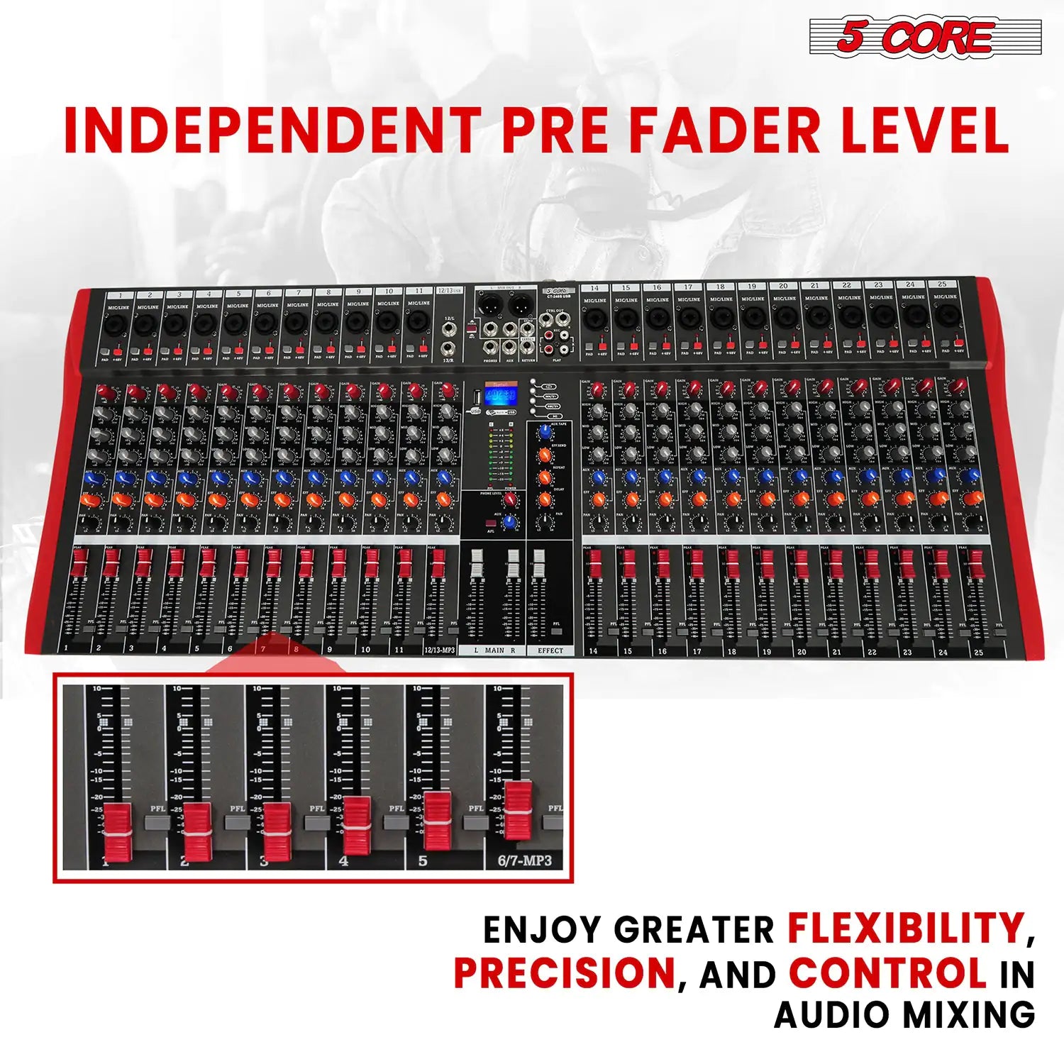 5Core Audio Mixer 24 Channel DJ Mixing Board Bluetooth USB Analog Professional Mezclador De Audio - TorontoHobbyStore