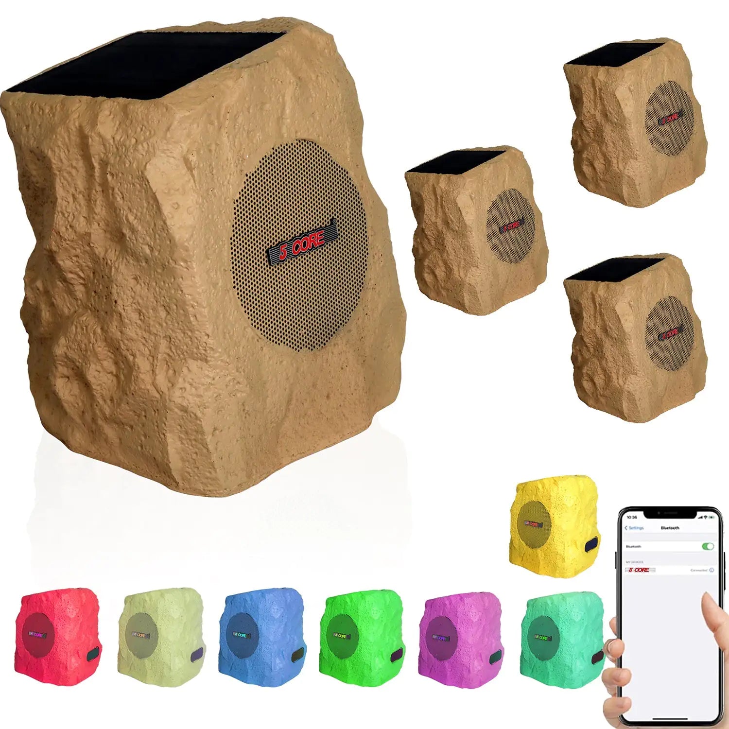 5Core Outdoor Wireless Speakers Bluetooth Rock Waterproof Linkable TWS Garden Speaker - TorontoHobbyStore