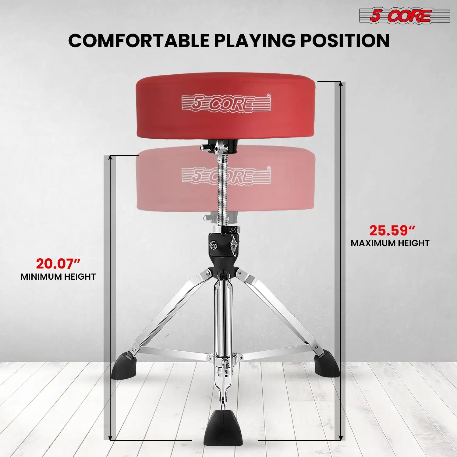 5Core Drum Throne Padded Adjustable Guitar Stool Drummer Seat for Adults & Kids - TorontoHobbyStore
