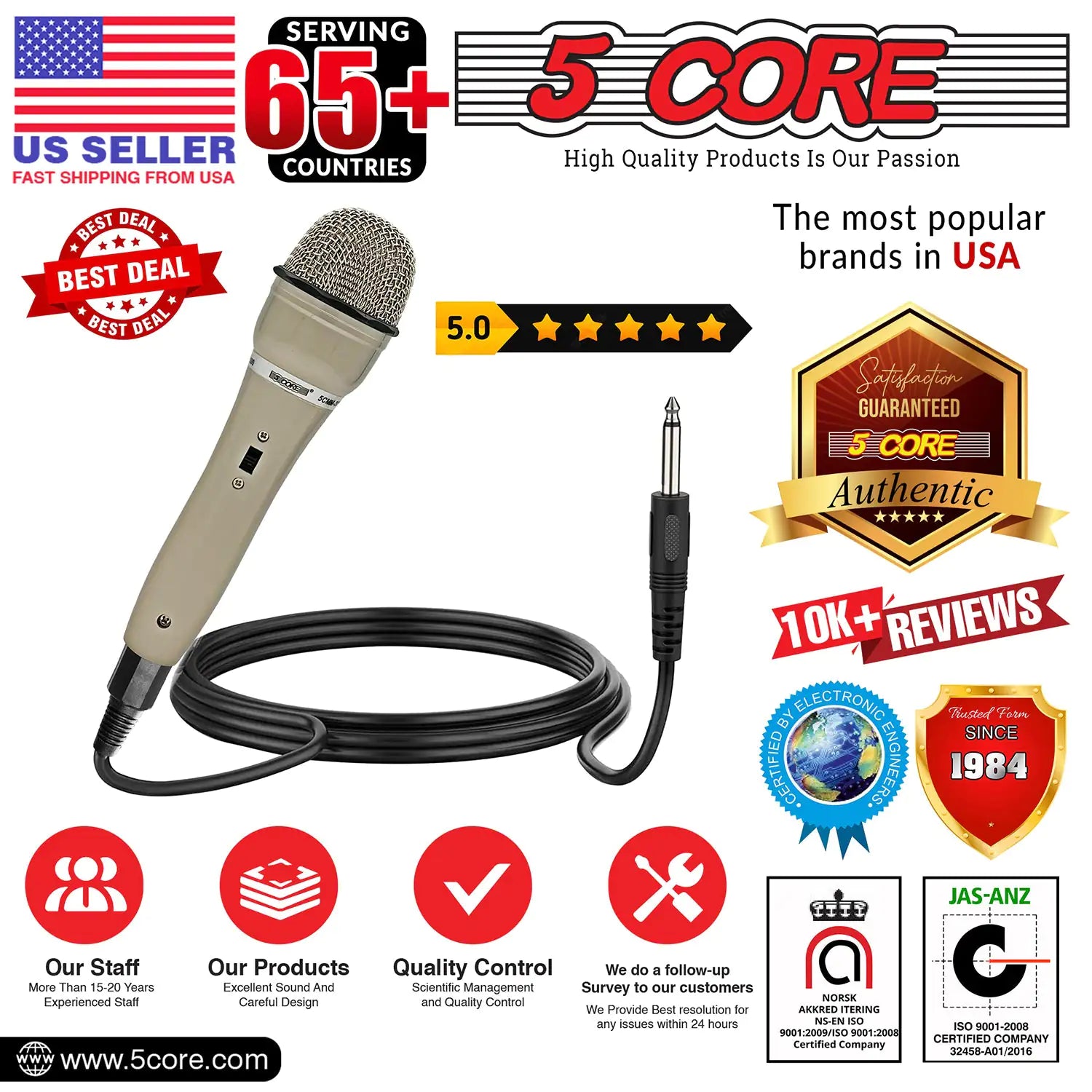 5Core XLR Microphone Dynamic Mic Karaoke Singing Studio Mics Handheld Microfono - TorontoHobbyStore