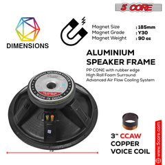 5Core 15 Inch Subwoofer Speaker 3500W Peak 8Ohm Aluminum PA Replacement DJ Sub woofer - TorontoHobbyStore