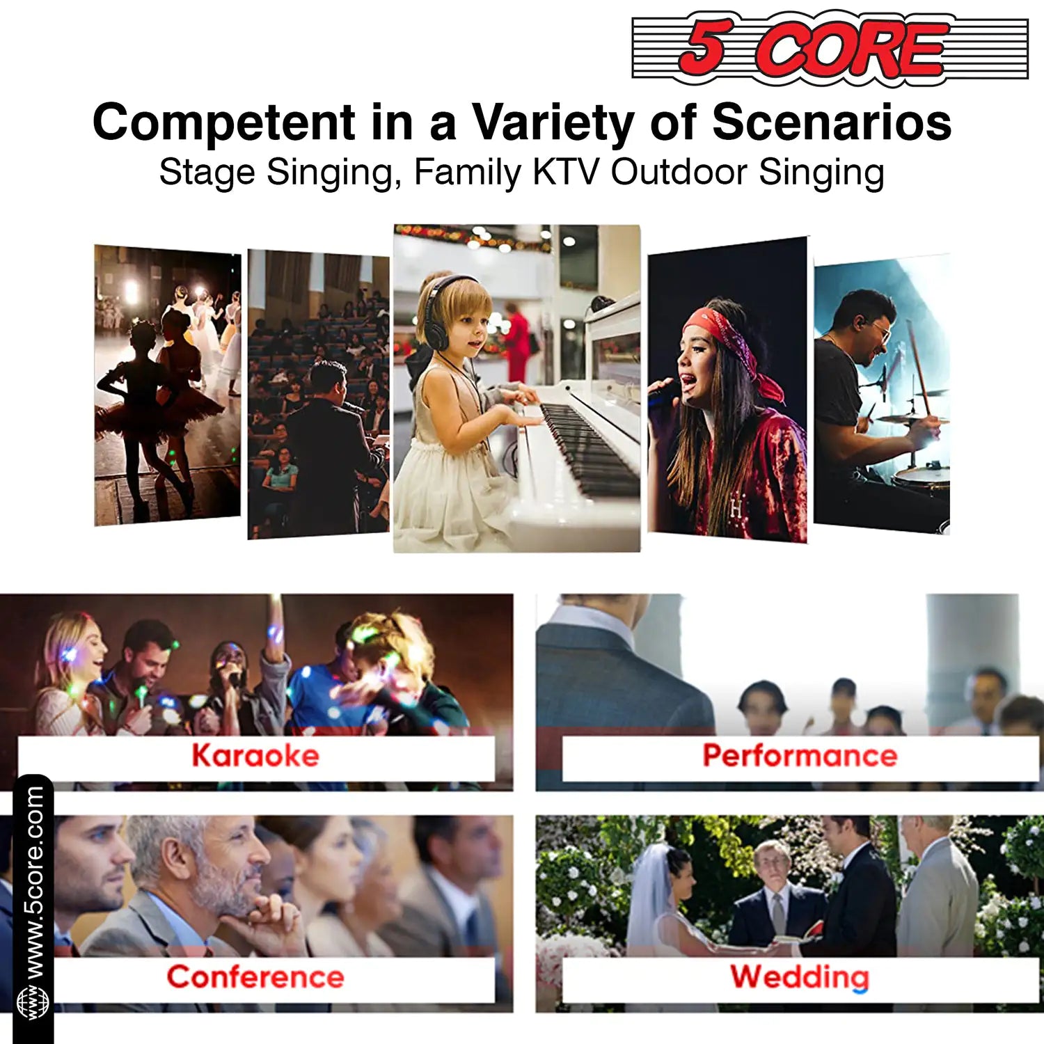 5Core XLR Microphone Dynamic Mic Karaoke Singing Studio Mics Handheld Microfono - TorontoHobbyStore