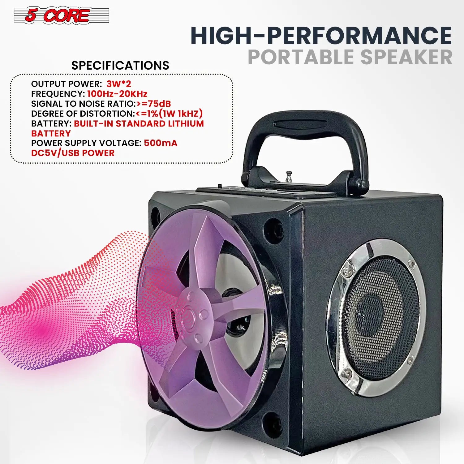 5Core Bookshelf Speaker Powered Studio Monitor Small Wired Active Home Speaker System Hifi House Audio - TorontoHobbyStore